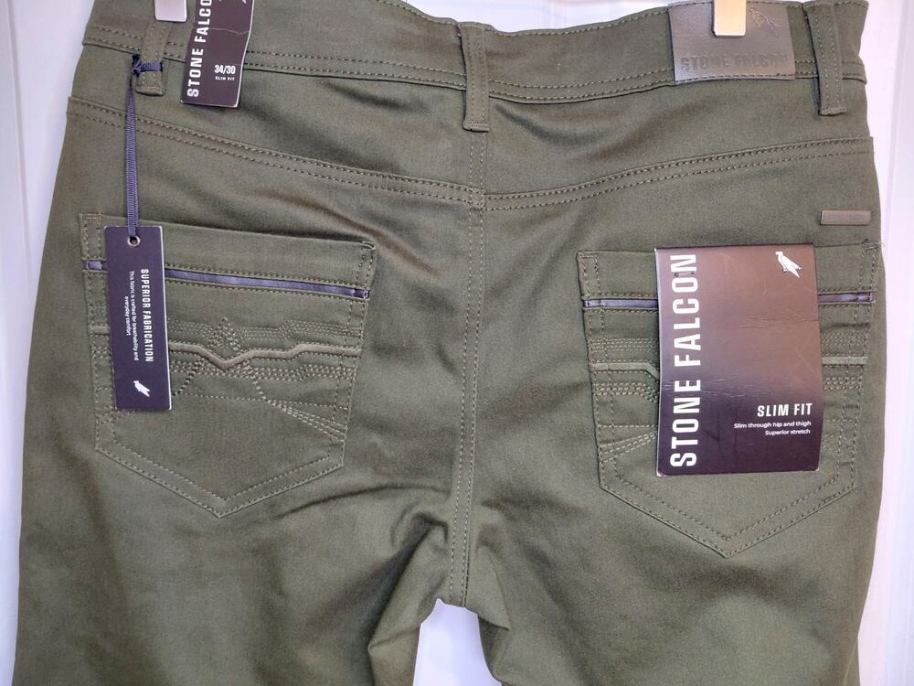 NWT Stone Falcon Slim Fit Stretch Commuter Pants 34x30 Olive Army Green Utility
